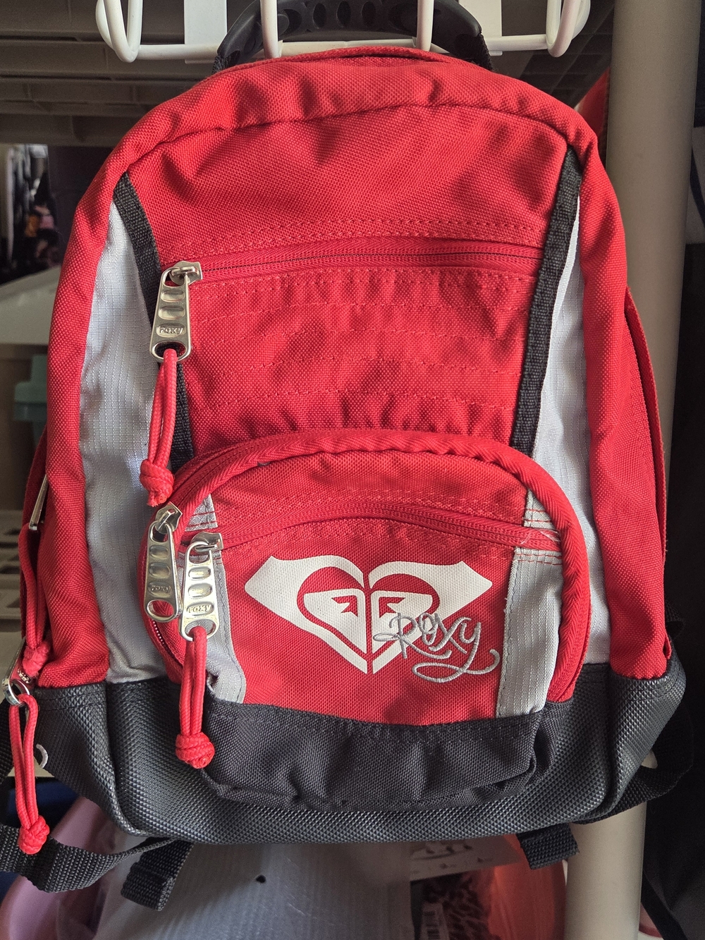 Roxy Red and Gray Daypack Backpack